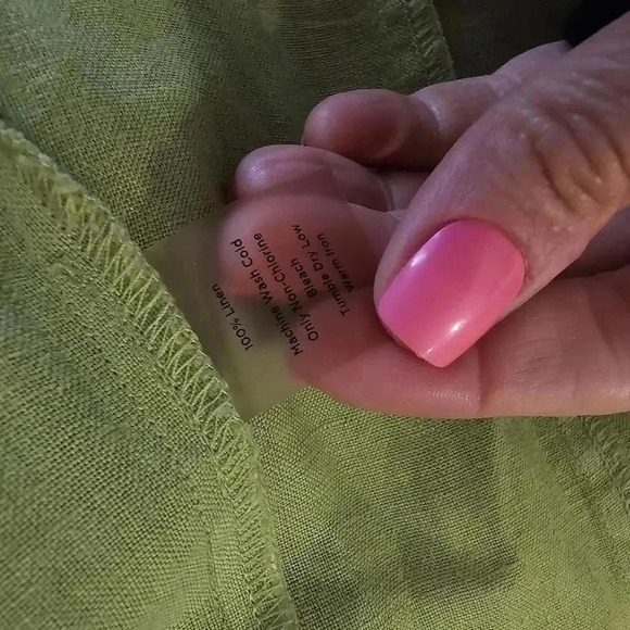 Talbots Petite Green Linen Button-Up Shirt - Picture 7 of 7